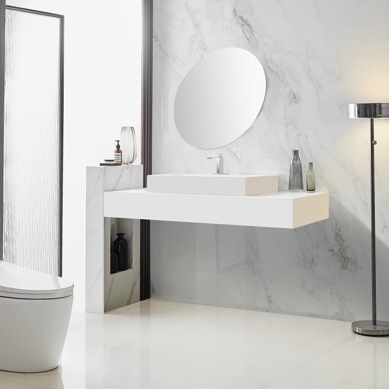 BWE Bathroom Faucet Chrome Modern Waterfall with Pop Up Drain for Sink 1 Single Hole Bathroom Sink Faucet Parts Spout Bath Lavatory Vanity Stopper Overflow and Supply Hose Single Handle Square - Image 5